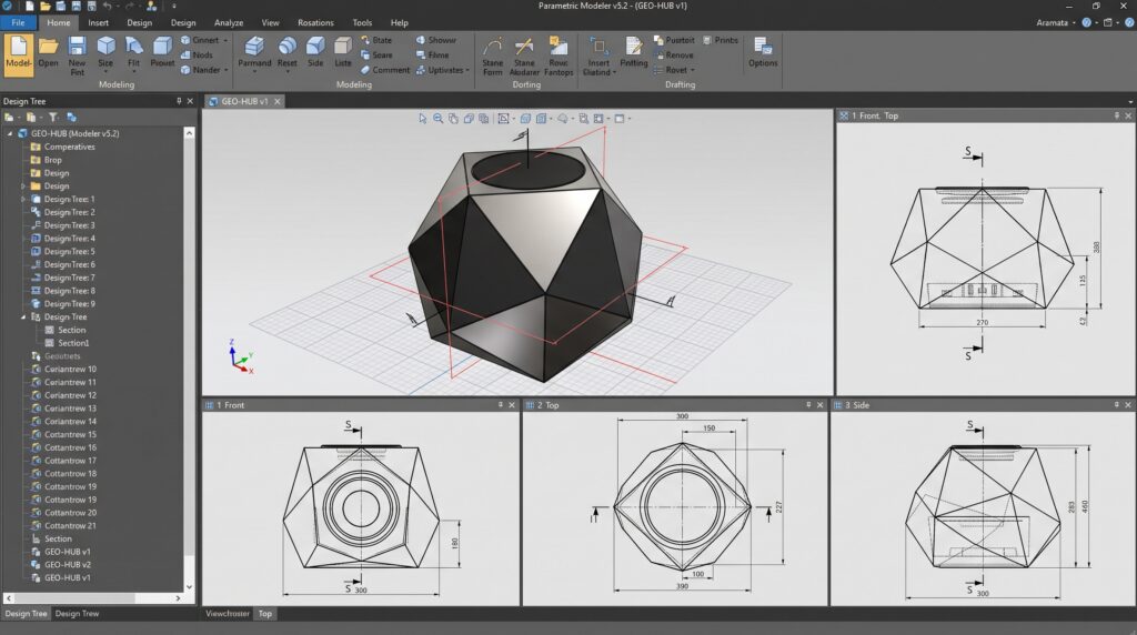Modelado 3D paramétrico en pantalla CAD